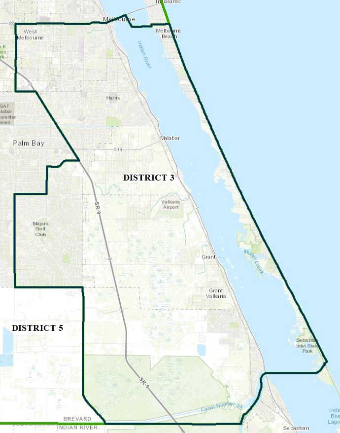 Map of Brevard County District Three