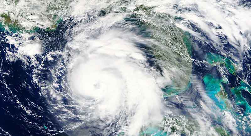 Satellite image of hurricane aproaching Florida.