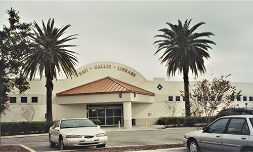 Current Eau Gallie Library entrance.