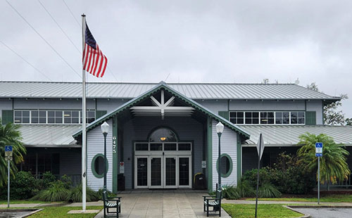 Current Franklin T. Degroodt Library entrance.