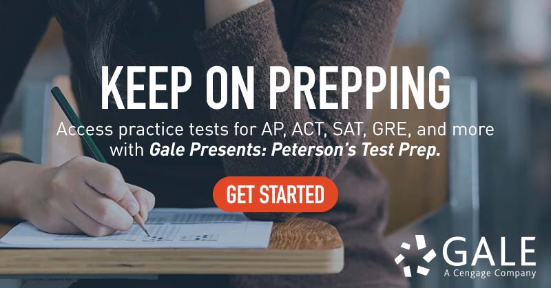 Petersons Test Prep Keep on prepping. Access practice tests for A.P., A.C.T., S.A.T., G.R.E. and more with Gale Presents Peterson's Test Prep. Get started.