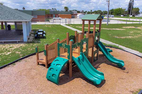 Playhouse with slides.