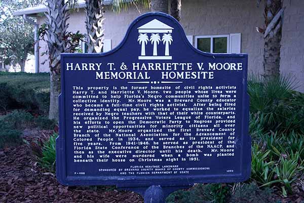 Harry T. and Harriette V. Moore Memorial Homesite Sign