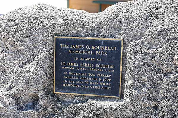 Memorial The James G Bourbeau Memoril Park plaque