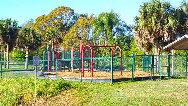 Fenced in playground area