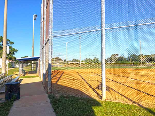 Softball field, stands and dugout 