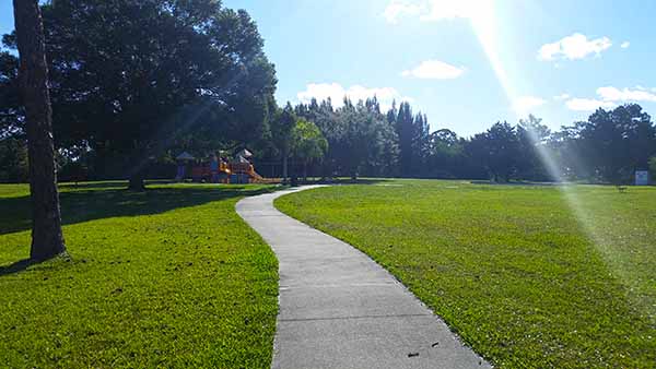 Sidewalk through middle of park