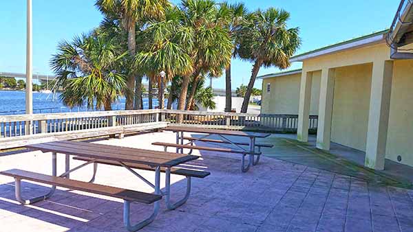 Deck with picnic tables