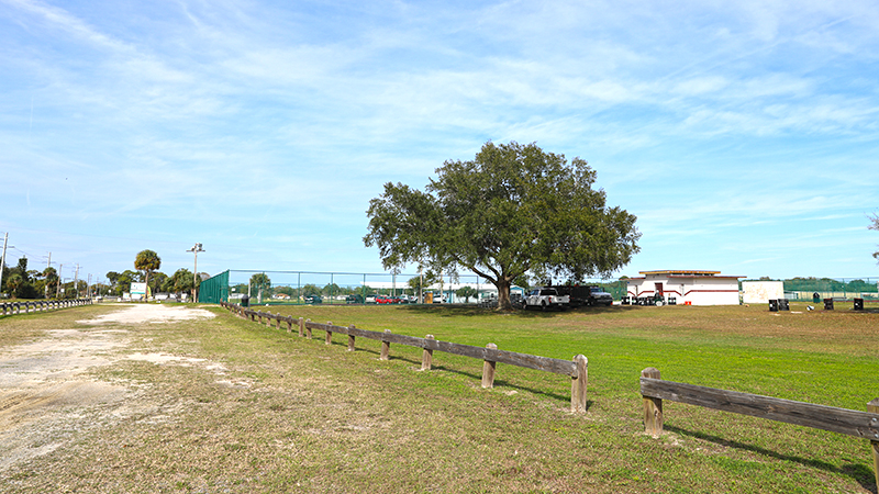 Parking area with field