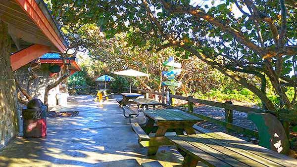 Picnic tables on patio