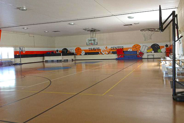 Basketball courts inside gymnasium