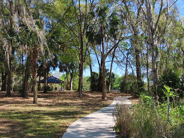 Paved pathway to pavillion