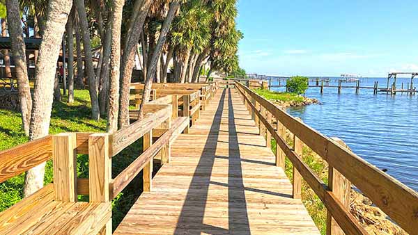 Boardwalk along river Boardwalk along river