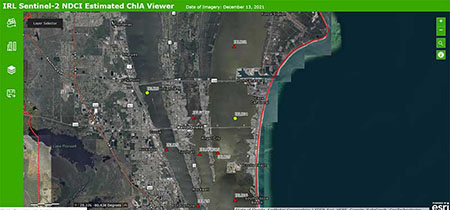 Screenshot of Algae Bloom story map. Click Algae Bloom Mapping Reports link for details.