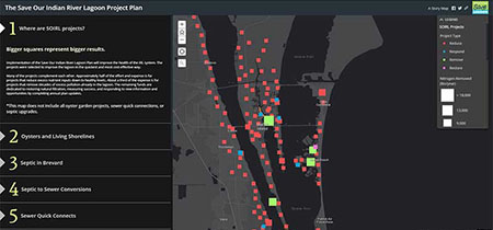 Screenshot of Plan Project Story Map. Click Save Our Indian River Lagoon Plan Project Story Map link for details.