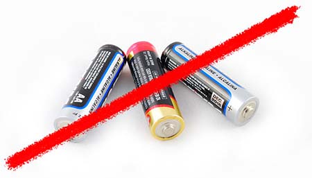 Line striking through alkaline batteries