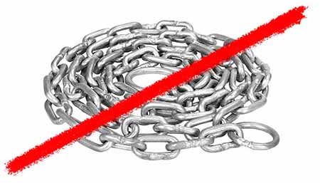 Line striking through coiled chain