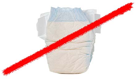 Line striking through disposable diaper