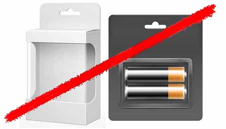 Line striking through packages of batteries