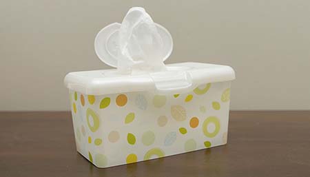 Plastic baby wipe tub