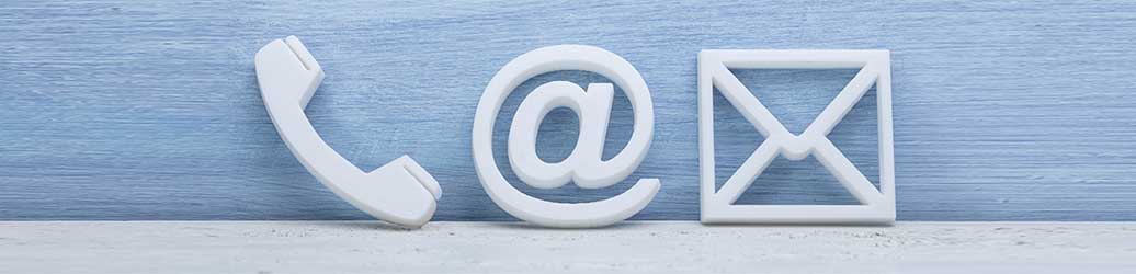 Contact Banner Phone, at symbol and email icons.